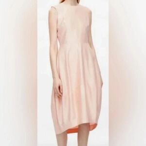 COS blush pink tulip dress office party classic midi party designer high low 6